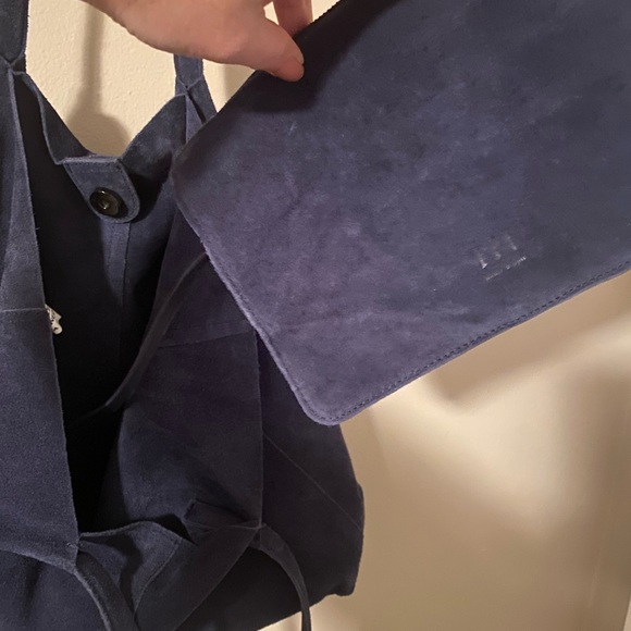 NWT Haute Hippie Navy Blue Suede Tote Bag - Picture 8 of 8